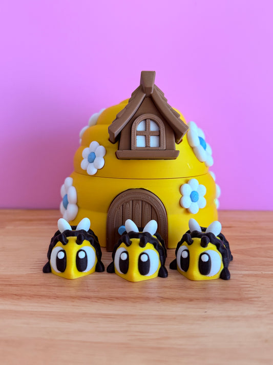 Beehive and bee family